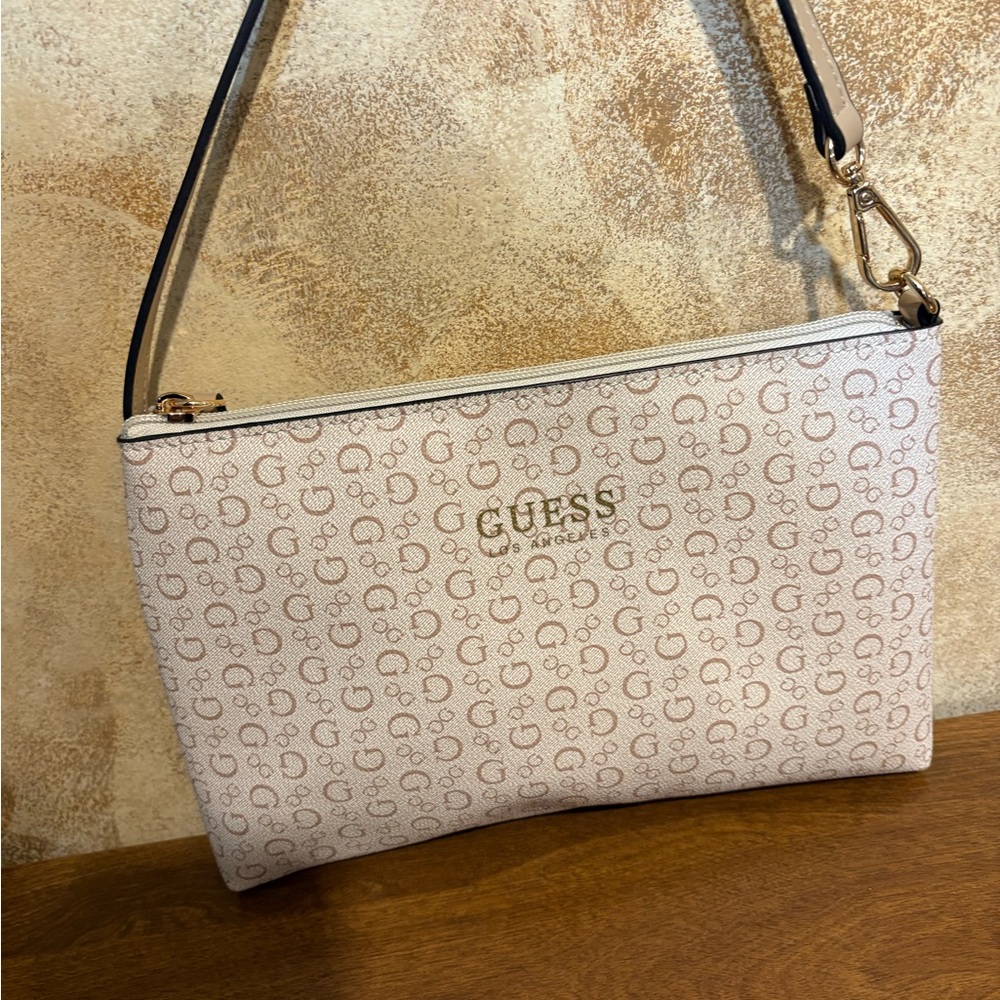 GUESS Beige Logo Small Shoulder Bag